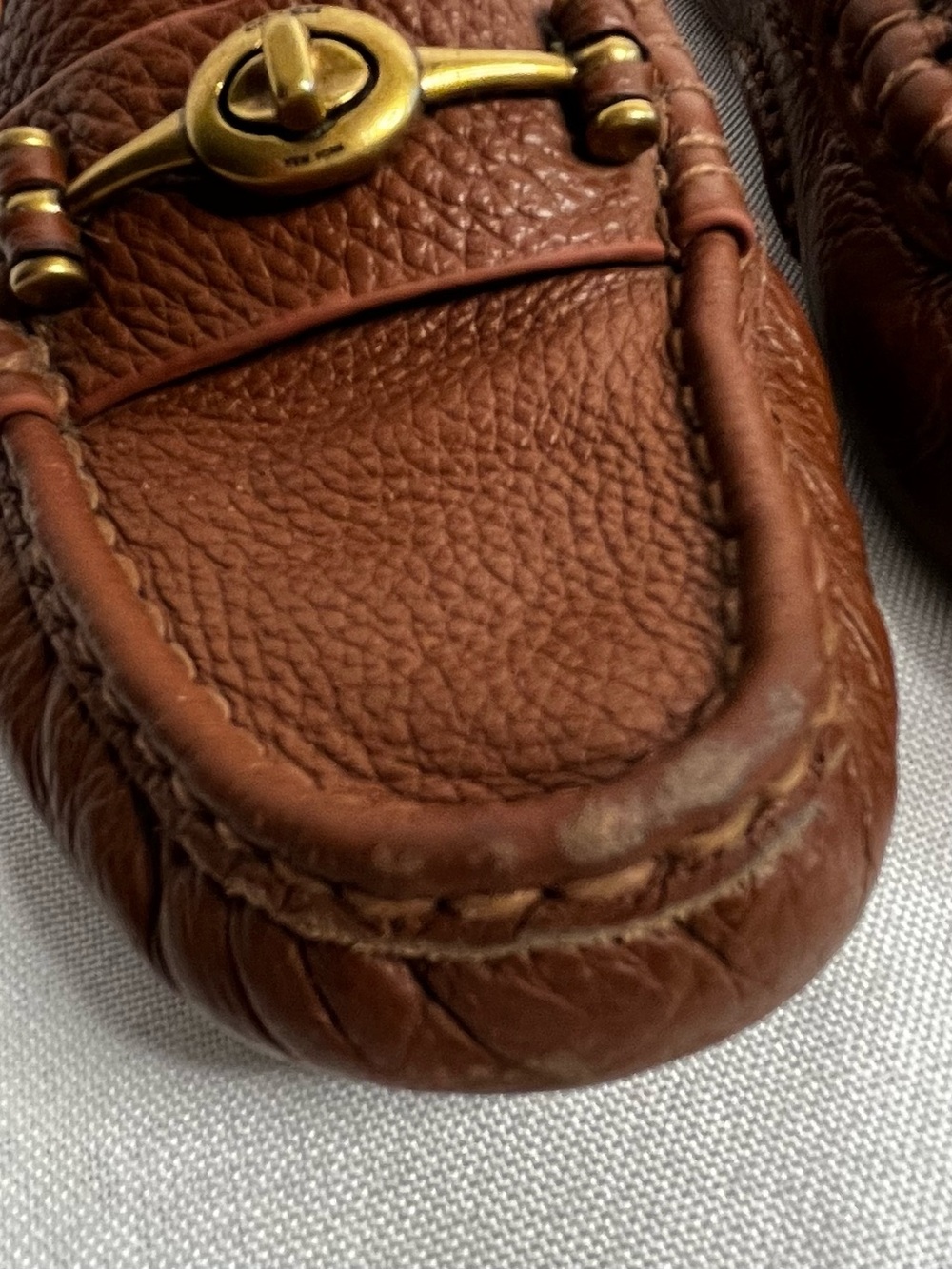 Coach Brown Pebbled Leather Turnlock Driving Loafers Women’s Size 6 - Picture 5 of 10